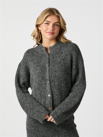 Neo Noir - Taura Fluffy Knit Cardigan - Antracit