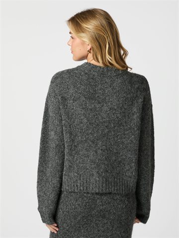 Neo Noir - Taura Fluffy Knit Cardigan - Antracit