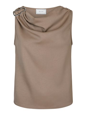 Neo Noir - Scotta Dull Sateen Top - Dark Taupe