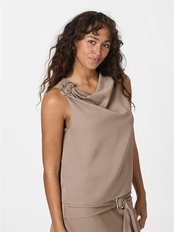 Neo Noir - Scotta Dull Sateen Top - Dark Taupe