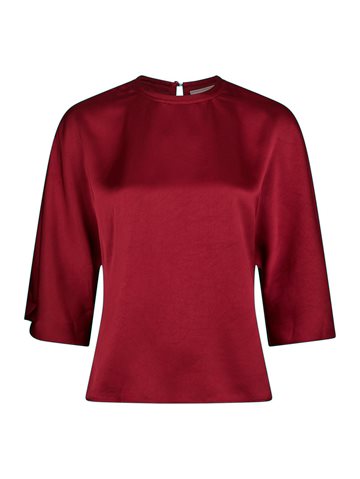 FORUDBESTILLING (START NOV) Neo Noir - Liora Heavy Sateen Blouse - Dark Red