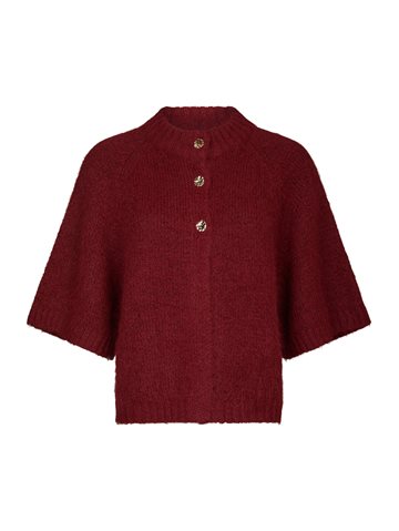 Neo Noir - Benuta Fluffy Knit Cardigan - Dark Red 