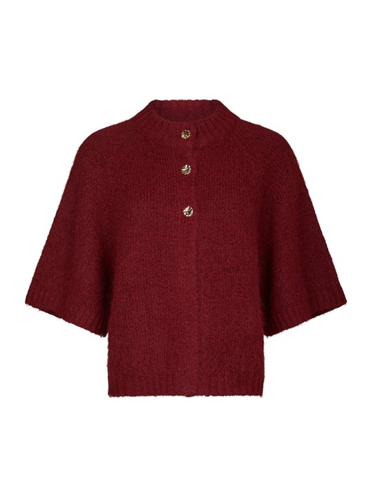 Neo Noir - Benuta Fluffy Knit Cardigan - Dark Red 