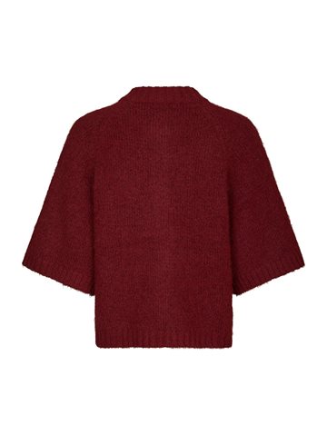 Neo Noir - Benuta Fluffy Knit Cardigan - Dark Red 
