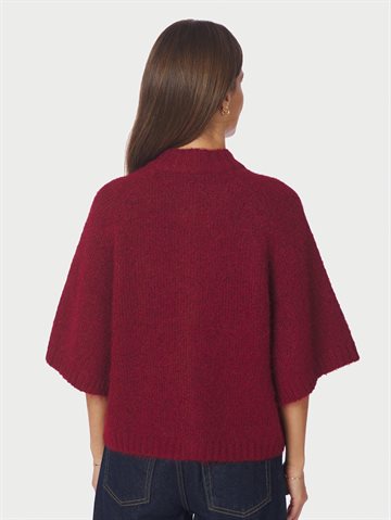 Neo Noir - Benuta Fluffy Knit Cardigan - Dark Red 