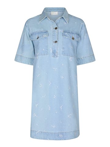 Neo Noir - Saras Denim Emb Dress - Light Blue 