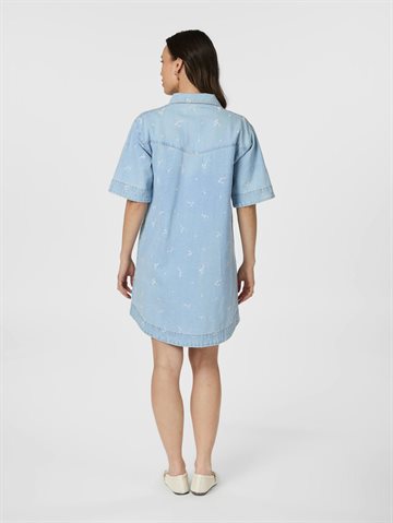 Neo Noir - Saras Denim Emb Dress - Light Blue 