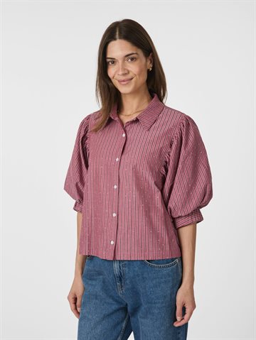 Neo Noir - Etta Soft Stripe Stone Shirt - Dark Rose