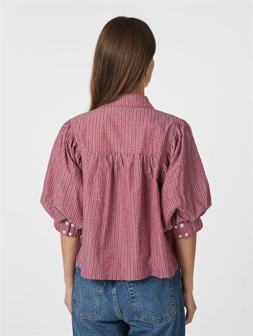 Neo Noir - Etta Soft Stripe Stone Shirt - Dark Rose
