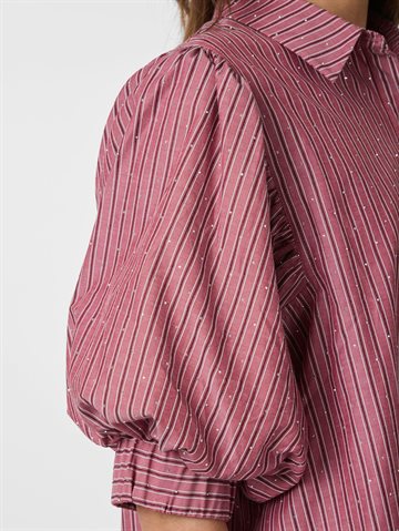 Neo Noir - Etta Soft Stripe Stone Shirt - Dark Rose