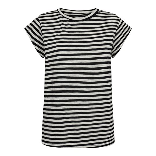 Se Liberté - Ulla Stripe T-shirt - Black White hos Strike A Pose