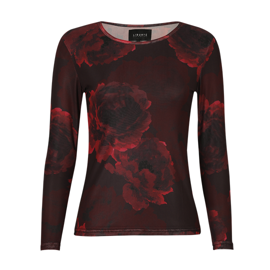Liberté - Mesh Ls Tshirt - Liberté - Black Bordeaux Flower