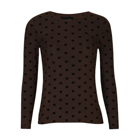 Liberté - Mesh Ls Tshirt - Dark Brown Black Flock Heart