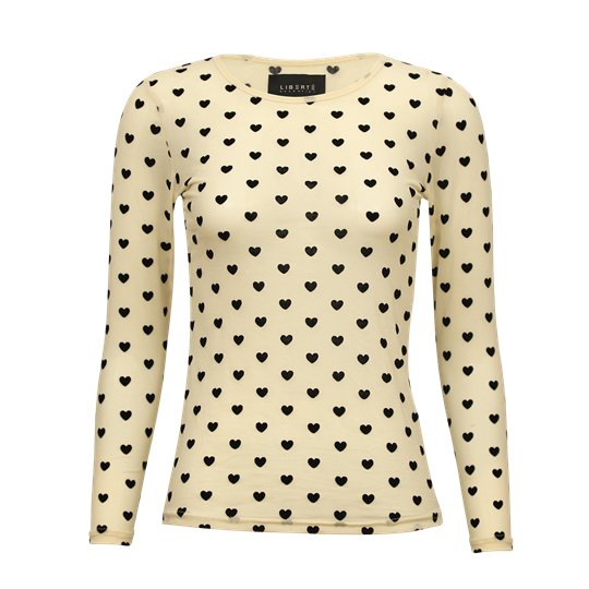 Liberté - Mesh Ls Tshirt - Ivory Black Flock Heart
