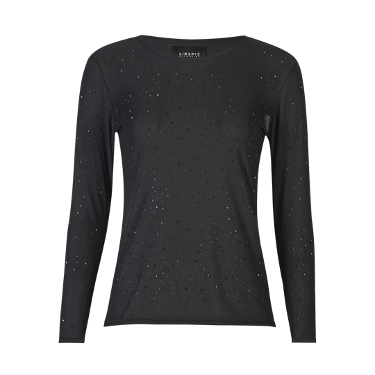 Liberté - Mesh Ls Sparkle T-Shirt - Black Diamond Dot
