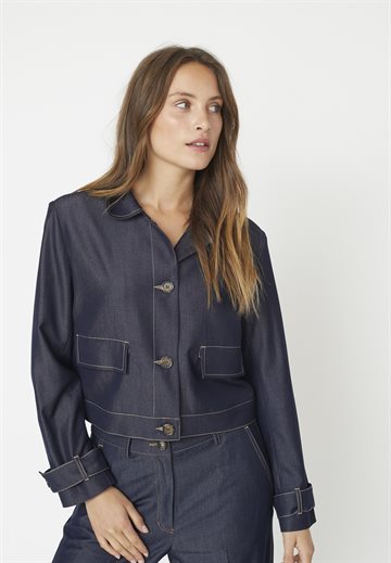 Co\' Couture -Terry Denim Jacket - Dark Denim