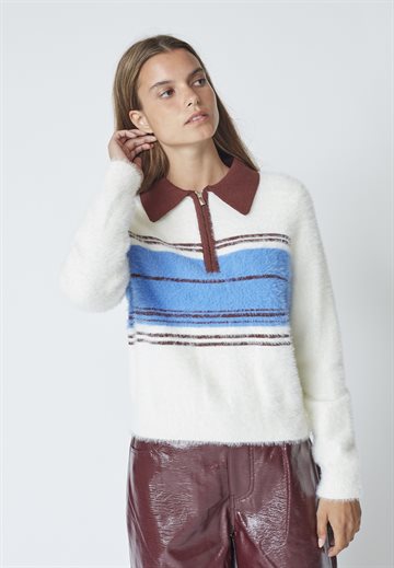 Co\' Couture -Tory Stripe Zip Knit - Off White 