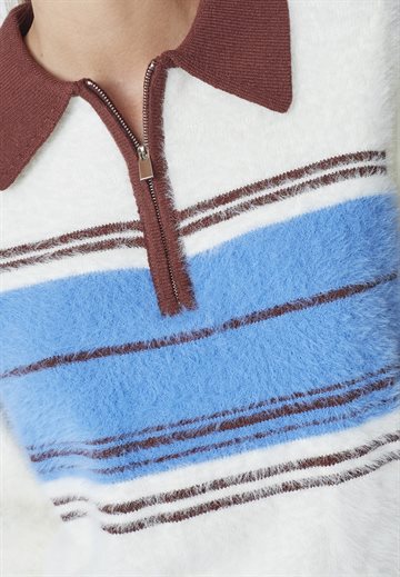 Co\' Couture -Tory Stripe Zip Knit - Off White 