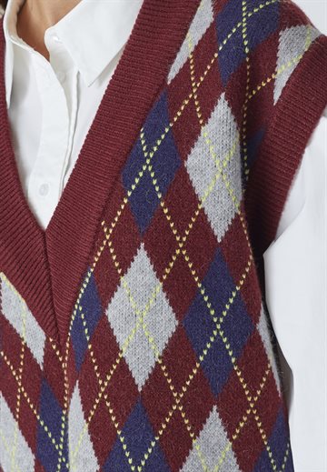 Co\' Couture - Row Check Vest - Winered