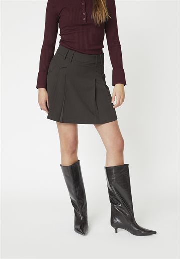 Co\' Couture - Luna Pocket Pleat Mini Skirt - Dark Brown