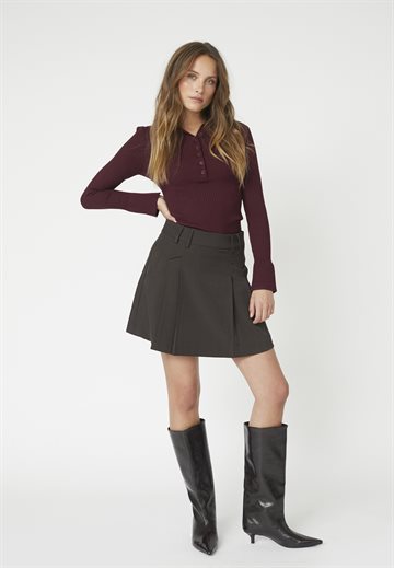 Co\' Couture - Luna Pocket Pleat Mini Skirt - Dark Brown