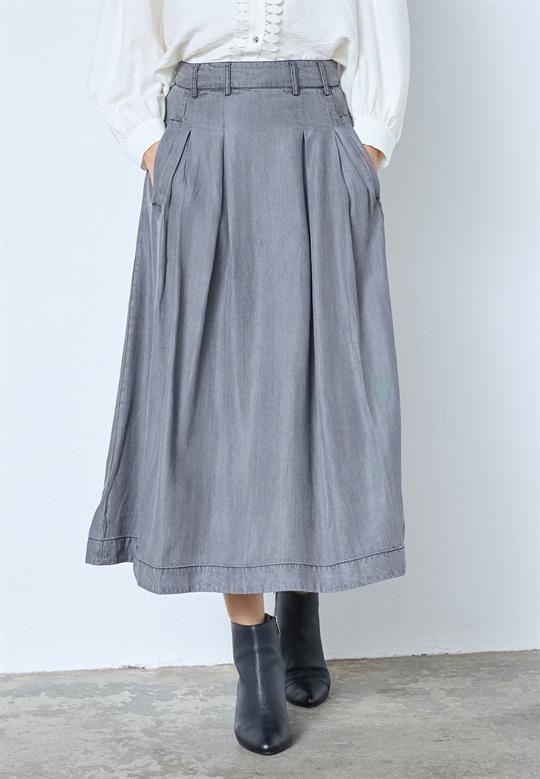 Co\' Couture - Anya Denim Pleat Skirt - Mid Grey (OBS ET PAR EKSTRA DAGES LEVERING)