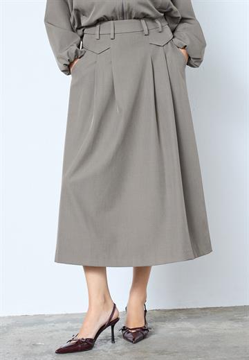 Co\' Couture - Luna Pocket Pleat Skirt - Walnut