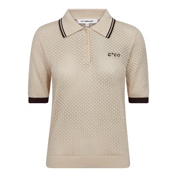 Co' Couture - Lue Pointelle Polo Knit - Bone