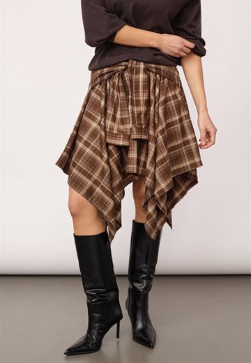 Co\' Couture - Dagny Check Tie Skirt - Brown