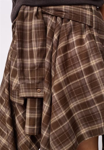Co\' Couture - Dagny Check Tie Skirt - Brown