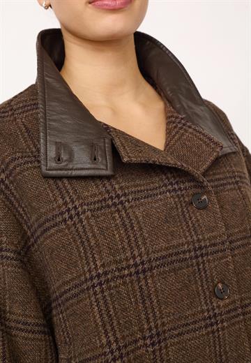 Co\' Couture - Olva Check Balloon Jacket - Dark Brown