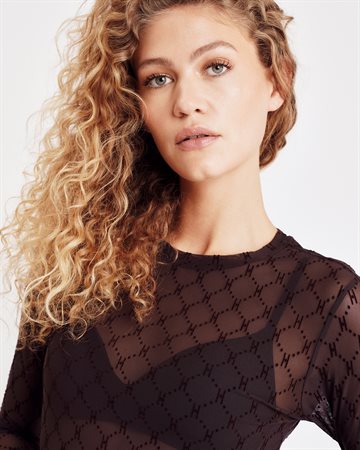 Hype The Detail - Mesh Logo Blouse - Brown