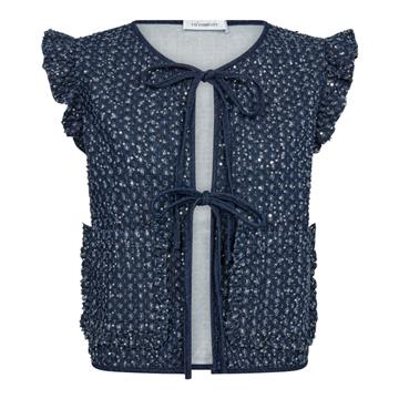 Co' Couture - Sequin Denim Vest - Denim Blue