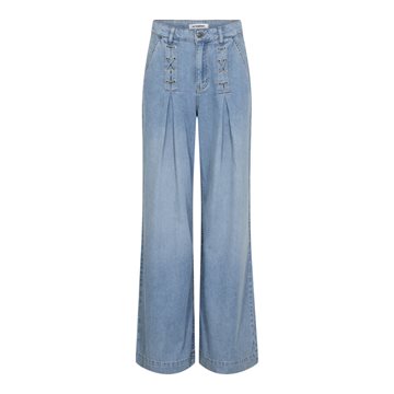 Co' Couture - Cindy Eyelet Wide Jeans - Fade Denim