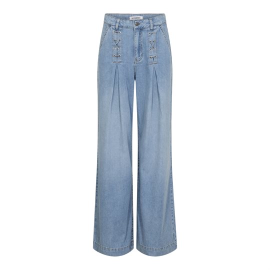 Co\' Couture - Cindy Eyelet Wide Jeans - Fade Denim