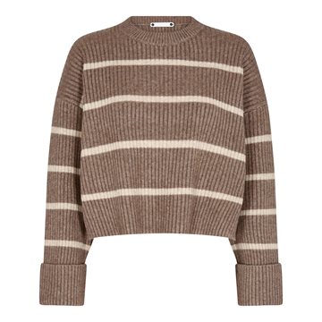 Co' Couture - Row Stripe Box Crop O-knit - Walnut