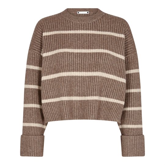 Co\' Couture - Row Stripe Box Crop O-knit - Walnut