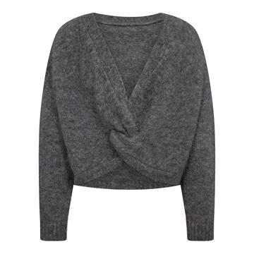 Co' Couture - Cozy Twist Back Knit - Grey Melange