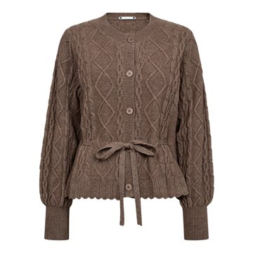 Co' Couture - Row Cable Tie Cardigan - Walnut