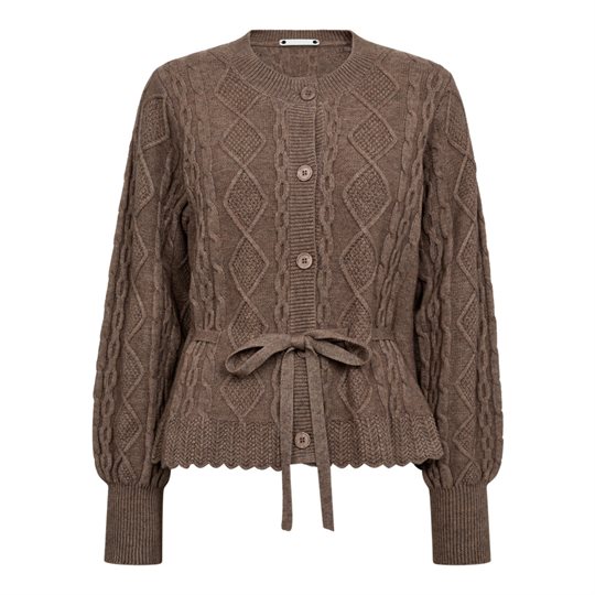 Co\' Couture - Row Cable Tie Cardigan - Walnut
