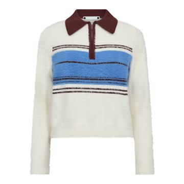 Co' Couture -Tory Stripe Zip Knit - Off White 
