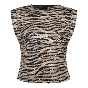 Co' Couture - Tiger Sequin Top - Bone