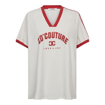 Co' Couture - Siara Oversize Sporty V-Tee - Offwhite Red