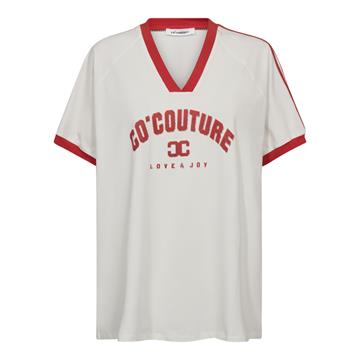 Co' Couture - Siara Oversize Sporty V-Tee - Offwhite Red