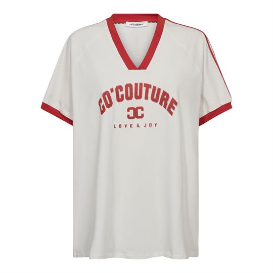 Co' Couture - Siara Oversize Sporty V-Tee - Offwhite Red