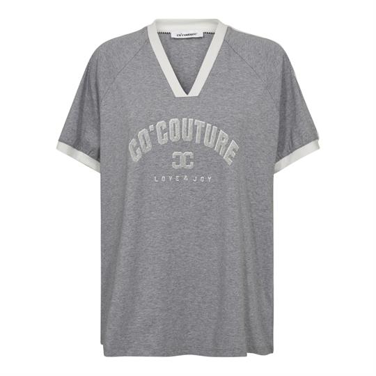 Co' Couture - Siara Oversize Sporty V-Tee - Grey Melange