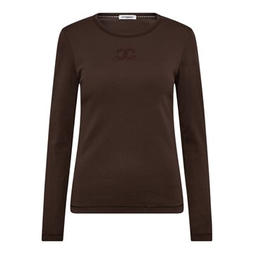 Co' Couture - Granny Embroidery Ls Tee - Dark Brown