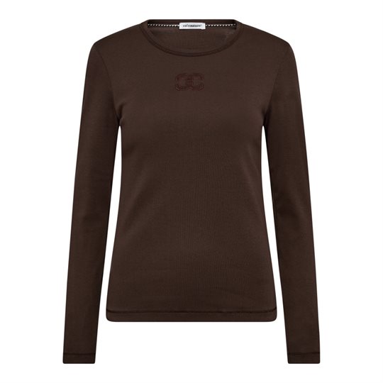 Co\' Couture - Granny Embroidery Ls Tee - Dark Brown