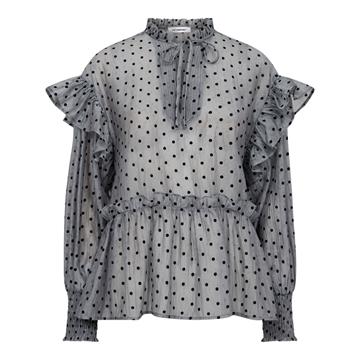 Co' Couture - Katinka Dot Frill Blouse - Light Grey