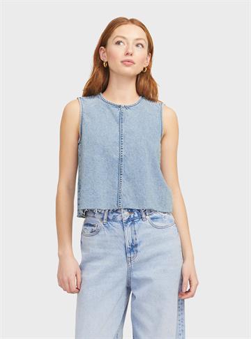 JJXX - Maggie Cut Off Denim Top - Light Blue Denim